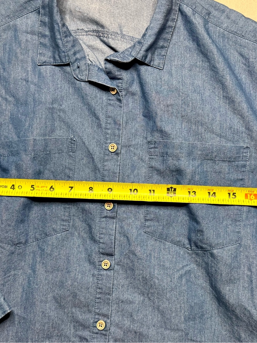 Y2K Chambray Button-Up Tunic Top – Size M - Picture 4 of 5